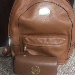 Micheal Kors Leather BackPack with matching wallet